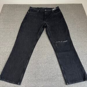 Express Modern Straight Super High Rise Jeans Black Denim Women's Size 14R‎ NWT